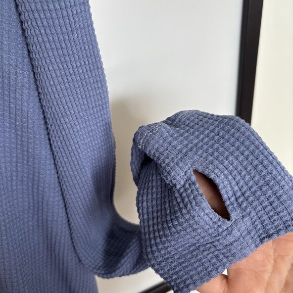 Offline by Aerie Waffle Henley T-Shirt in Blue Size XL oversized Athleisure Top - Picture 6 of 11